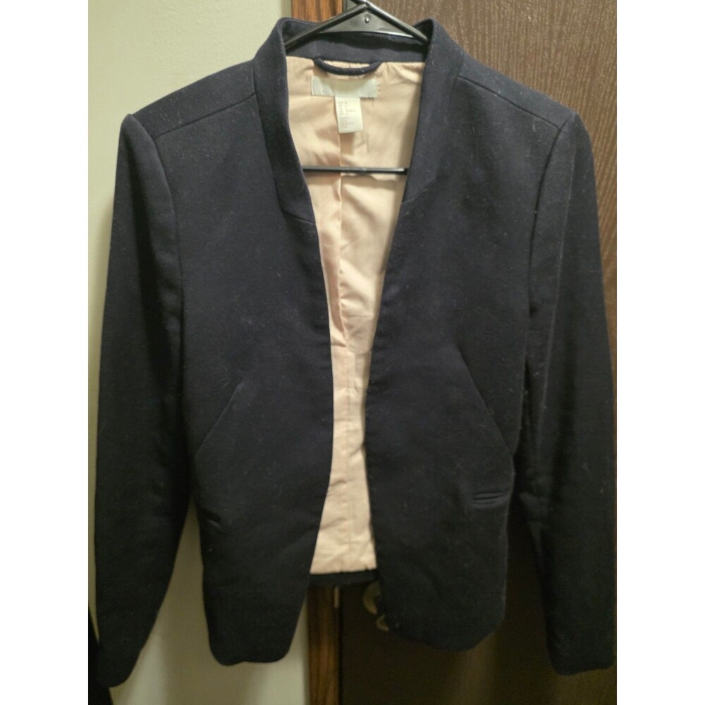 H&M Fitted Blazer womens size 6 Black open front comfort career business fashion